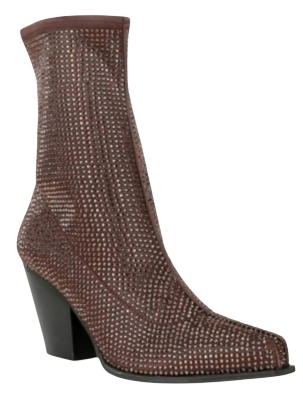 Gianni Bini Zeller Rhinestone Mesh Block Heel Booties Brown Sz 8 New